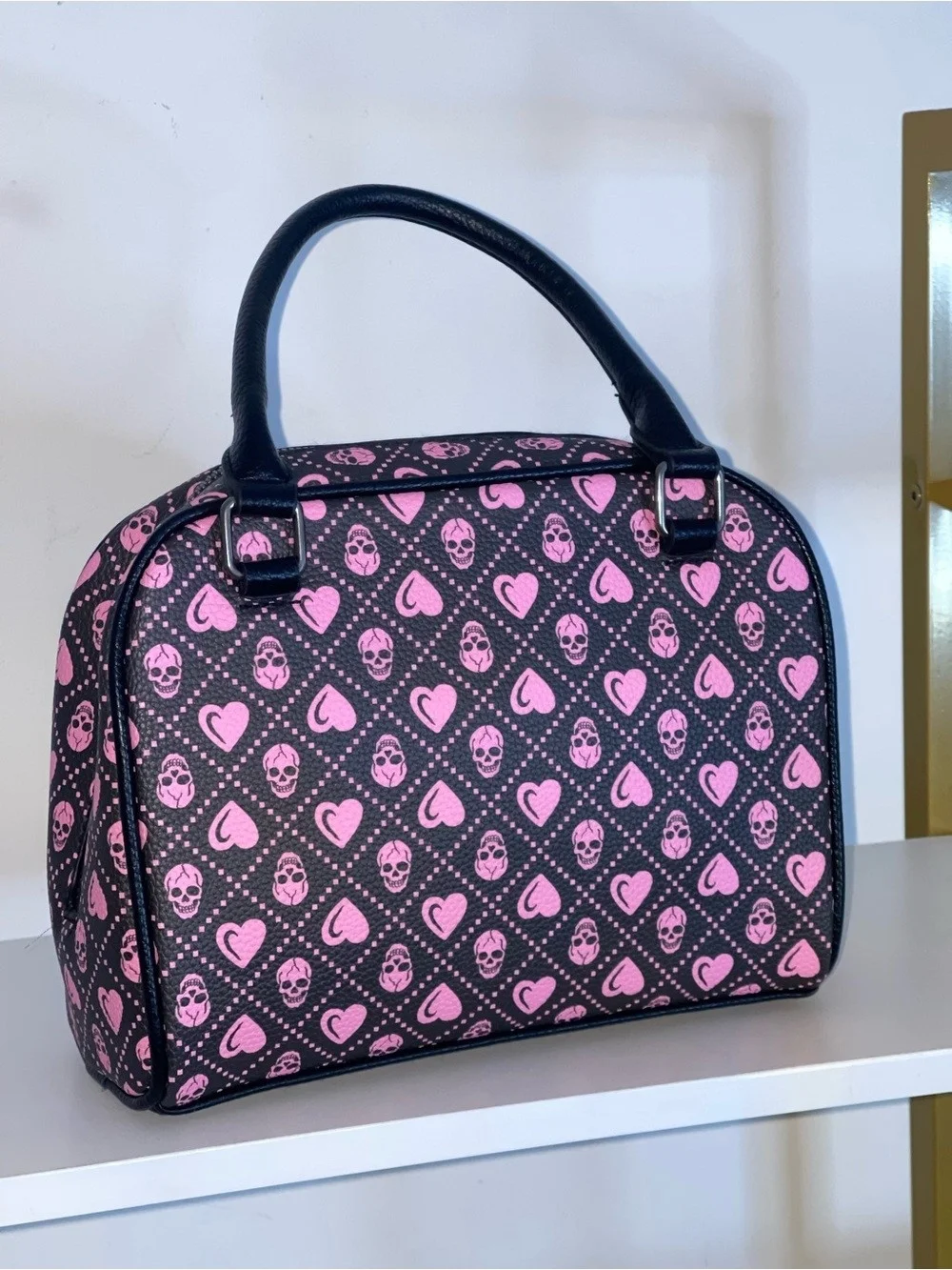 Ed Hardy Pink Skull Dome Satchel Bag